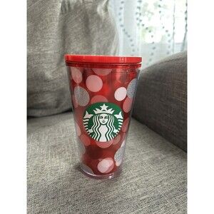 Starbucks Coffee 2019 Holiday Tumbler Red Polka Dot Cold Cup16 oz NO STRAW